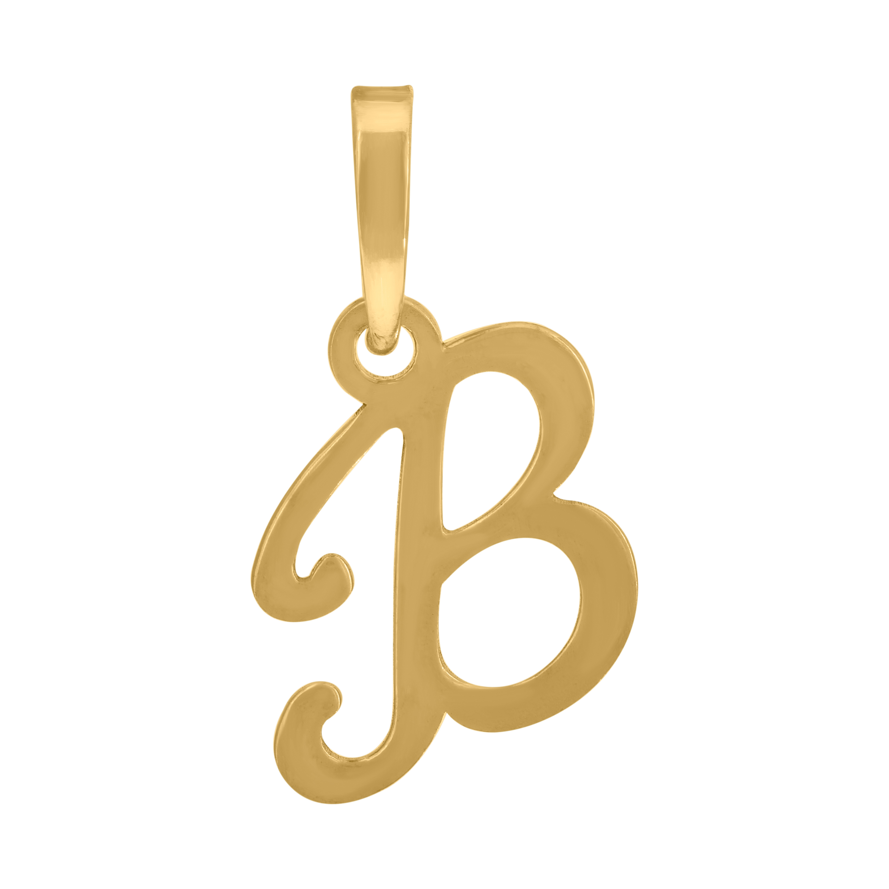 925 Sterling Silver Yellow-Tone Unisex Cursive Initial Alphabet B Charm Pendant 20$
